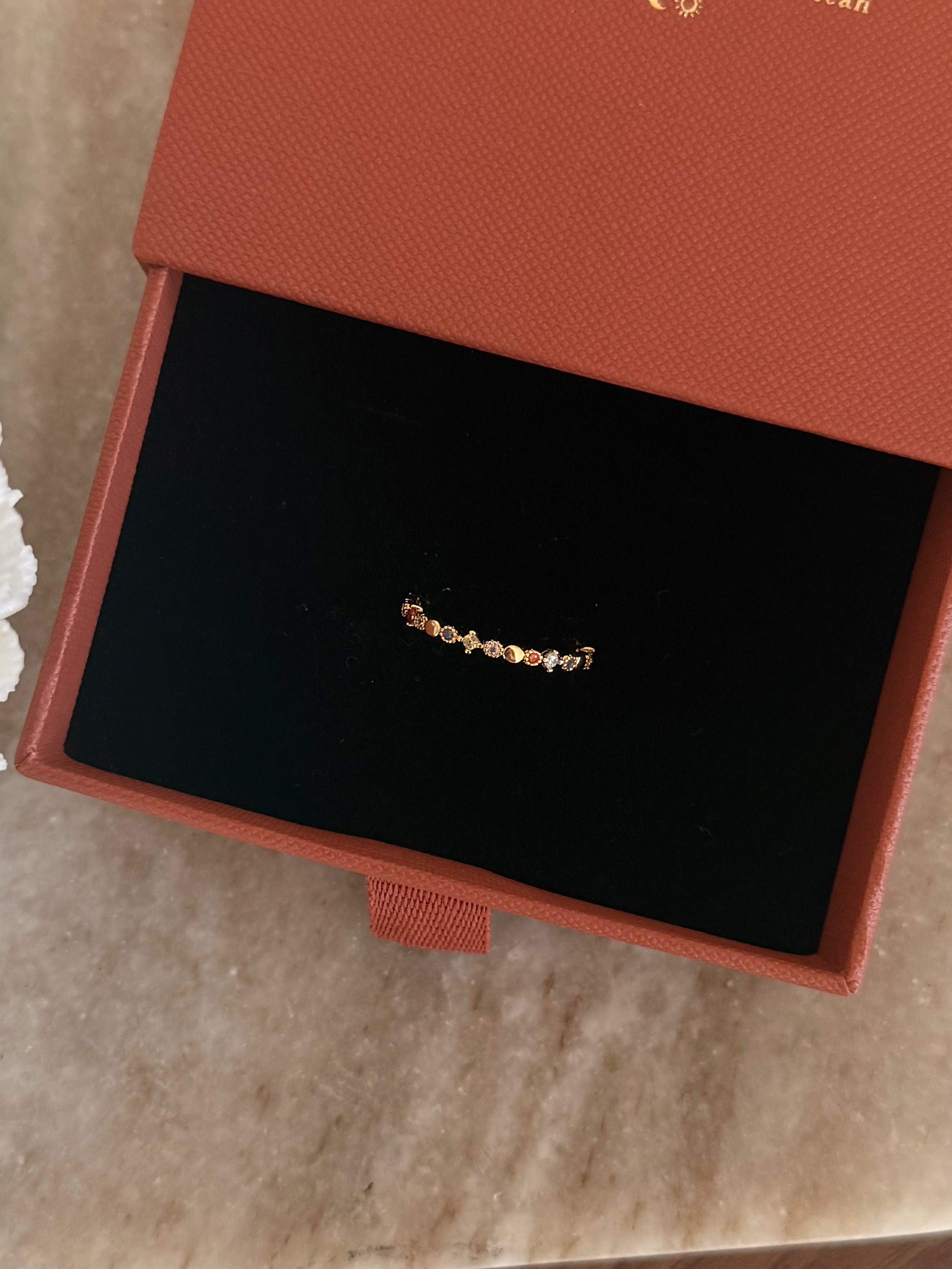 bague colorée fine à strass pour femmes