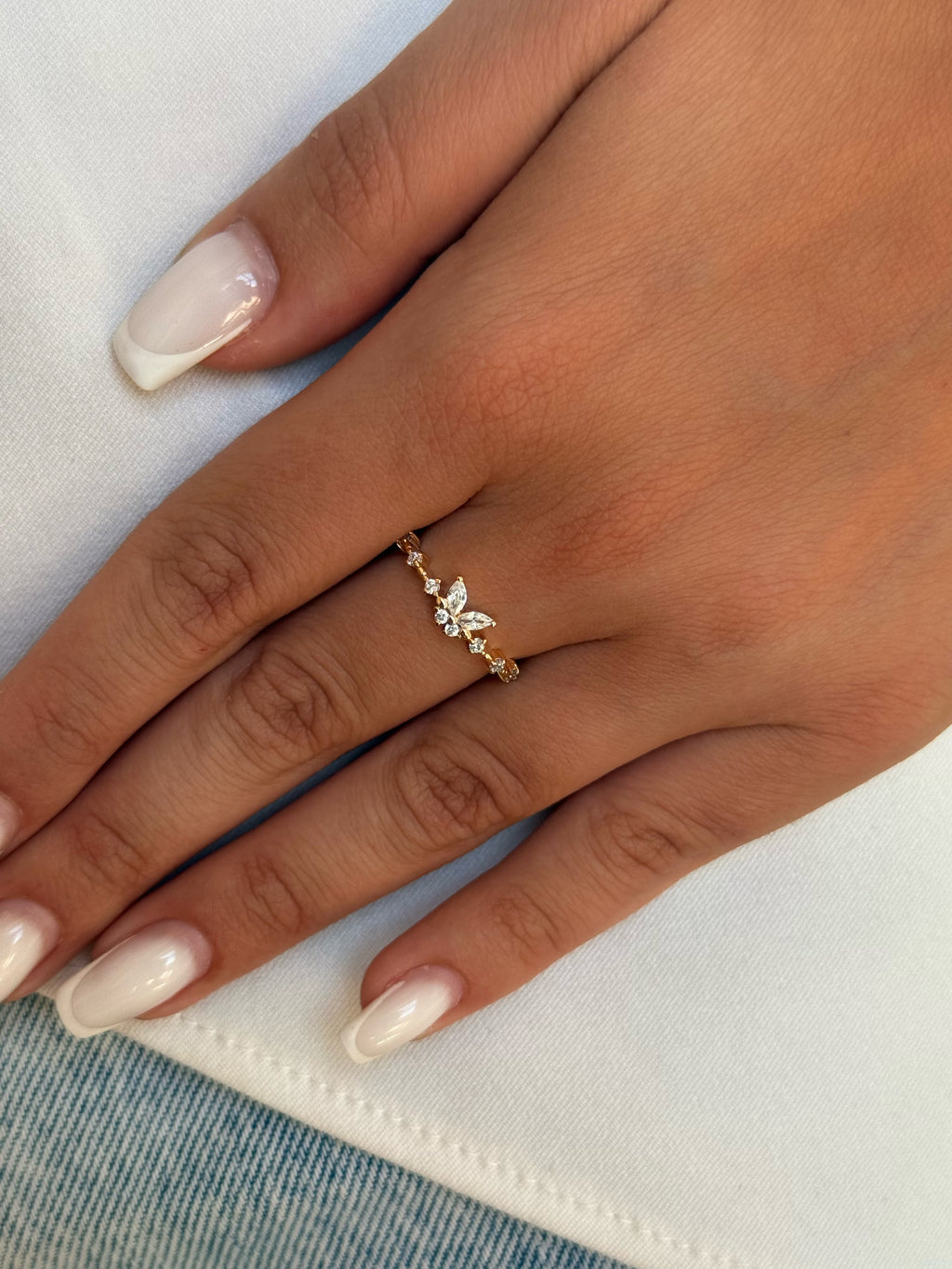 bague strass papillon