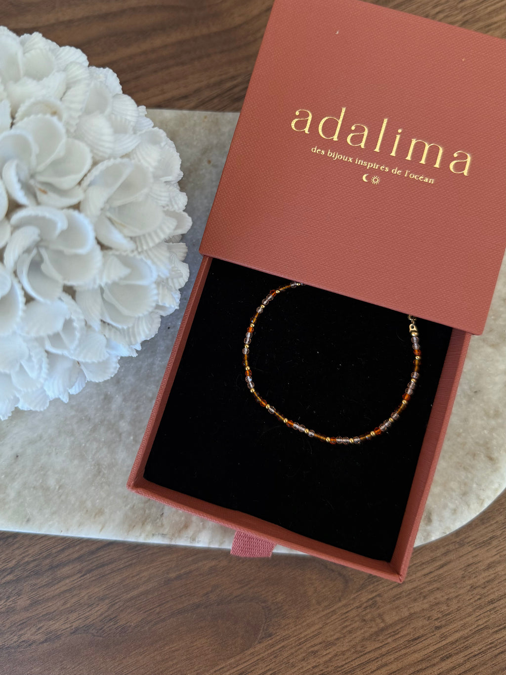 Bracelet Yaelle à perles, en acier inoxydable doré – bijou Adalima