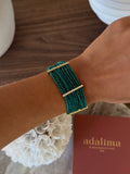 Bracelet Ariella en pierres naturelles et acier inoxydable doré – coloris Oeil de chat vert – bijou Adalima