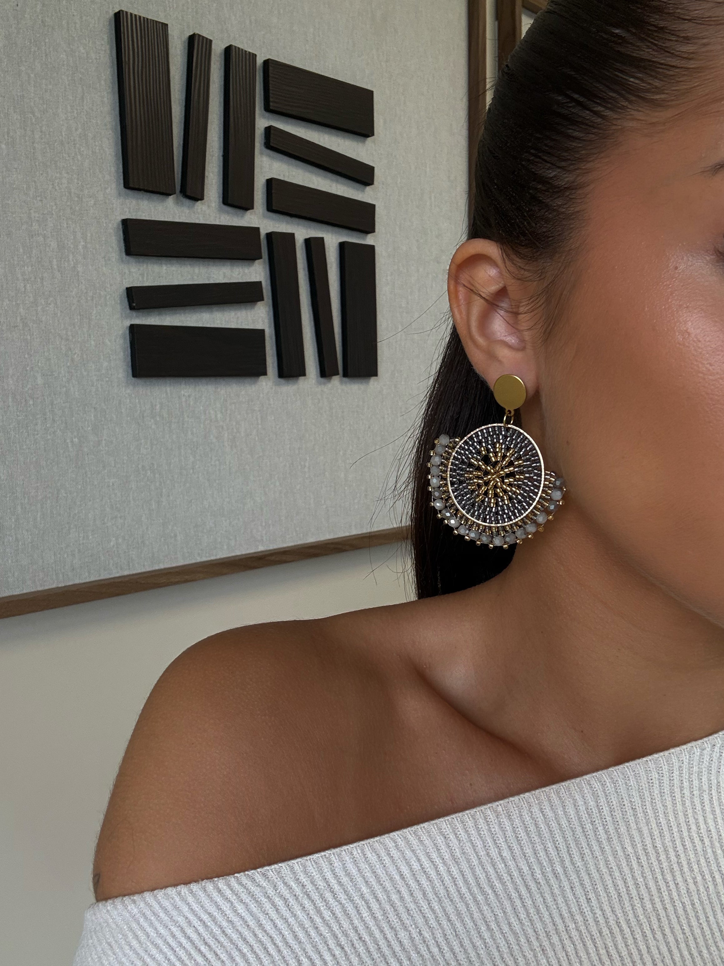 Boucles d’oreilles Naim à perles, en acier inoxydable doré – bijou Adalima