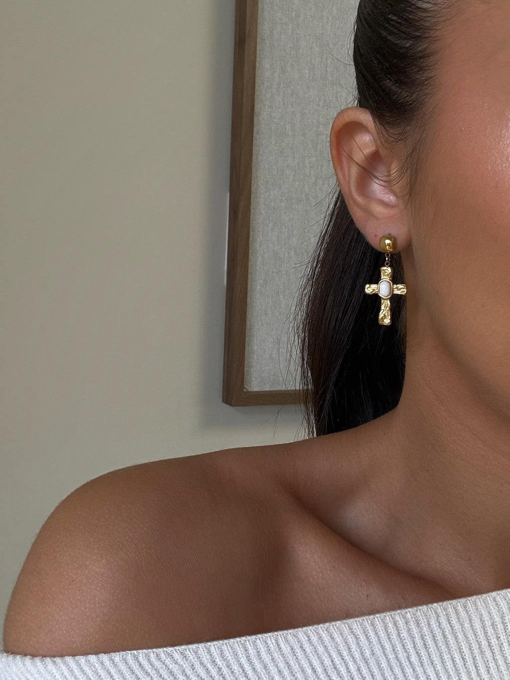 Boucles d’oreilles Ysé en acier inoxydable doré – bijou Adalima