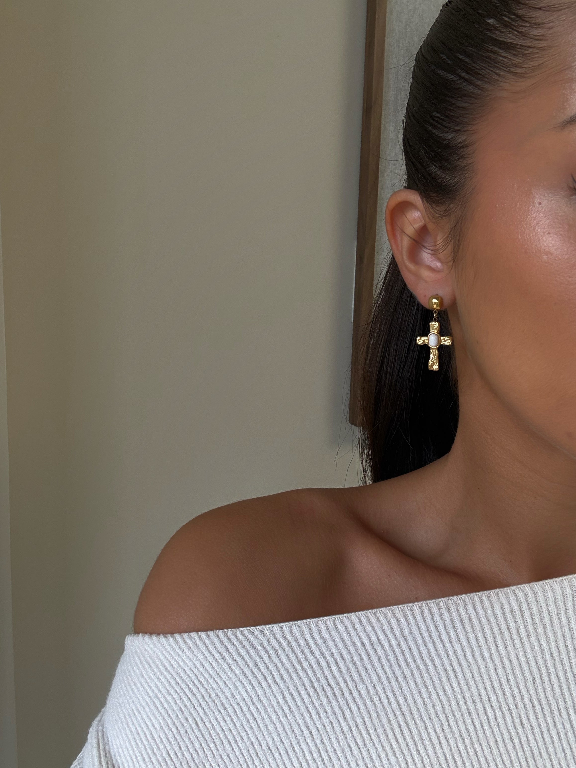 Boucles d’oreilles Ysé en acier inoxydable doré – bijou Adalima