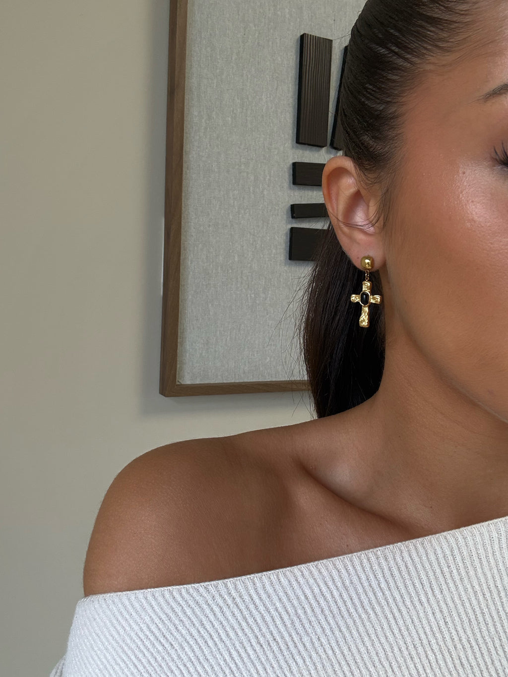 Boucles d’oreilles Ysé en acier inoxydable doré – bijou Adalima