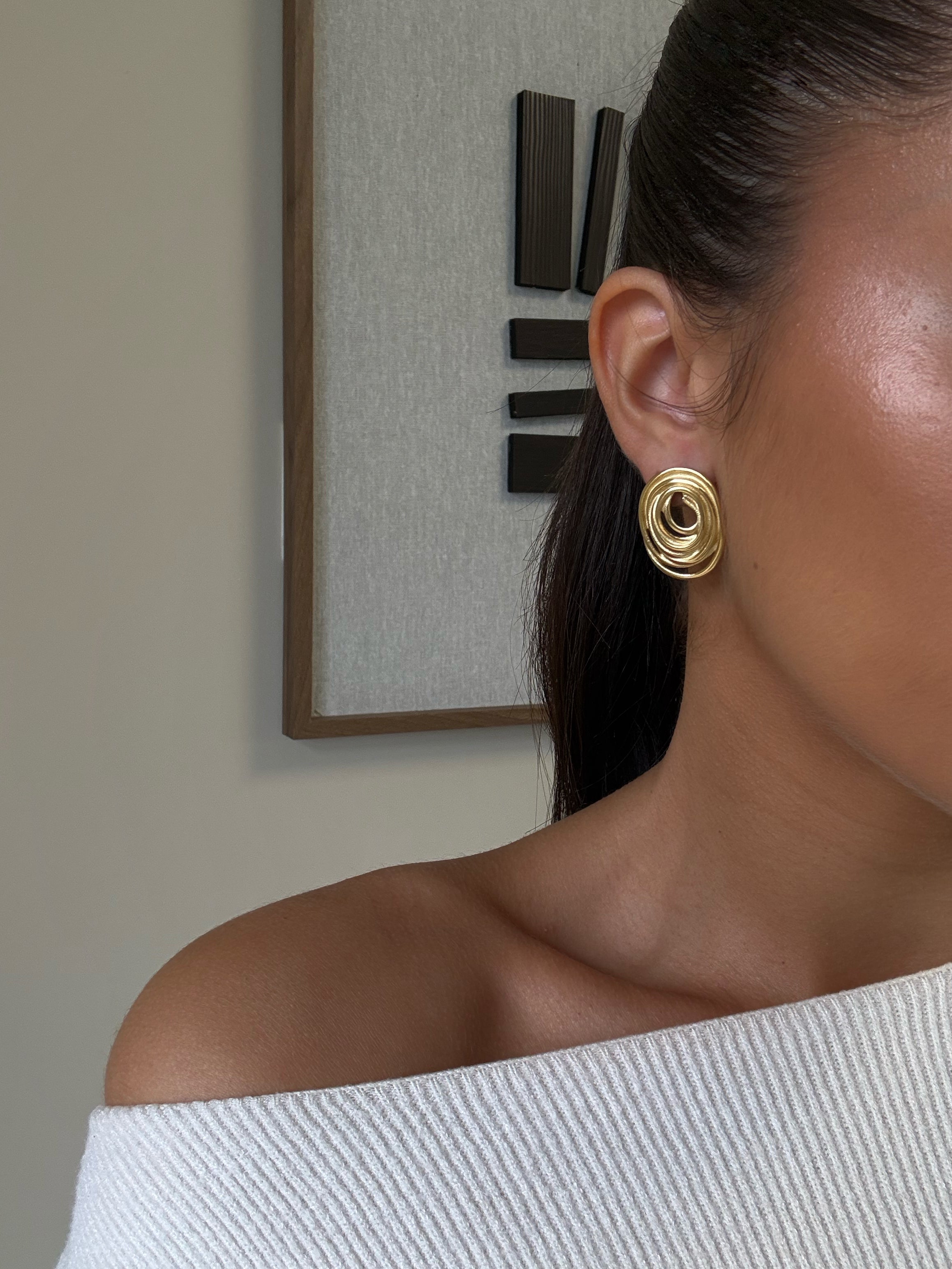 Boucles d’oreilles Ovah en acier inoxydable doré – bijou Adalima