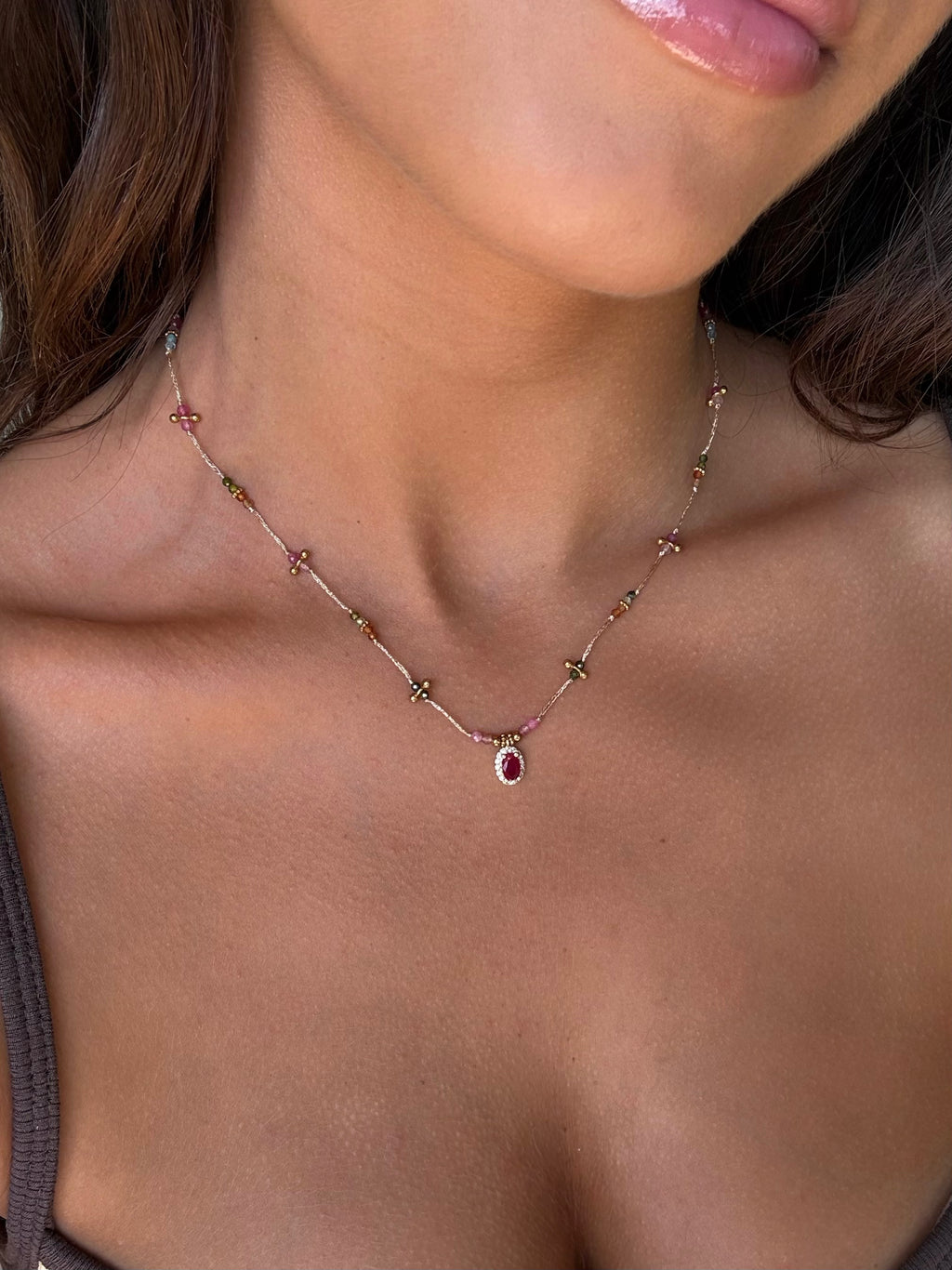 Collier coloré pour femmes en acier inoxydable