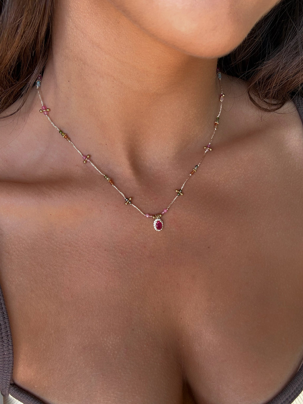 Collier coloré pour femmes en acier inoxydable