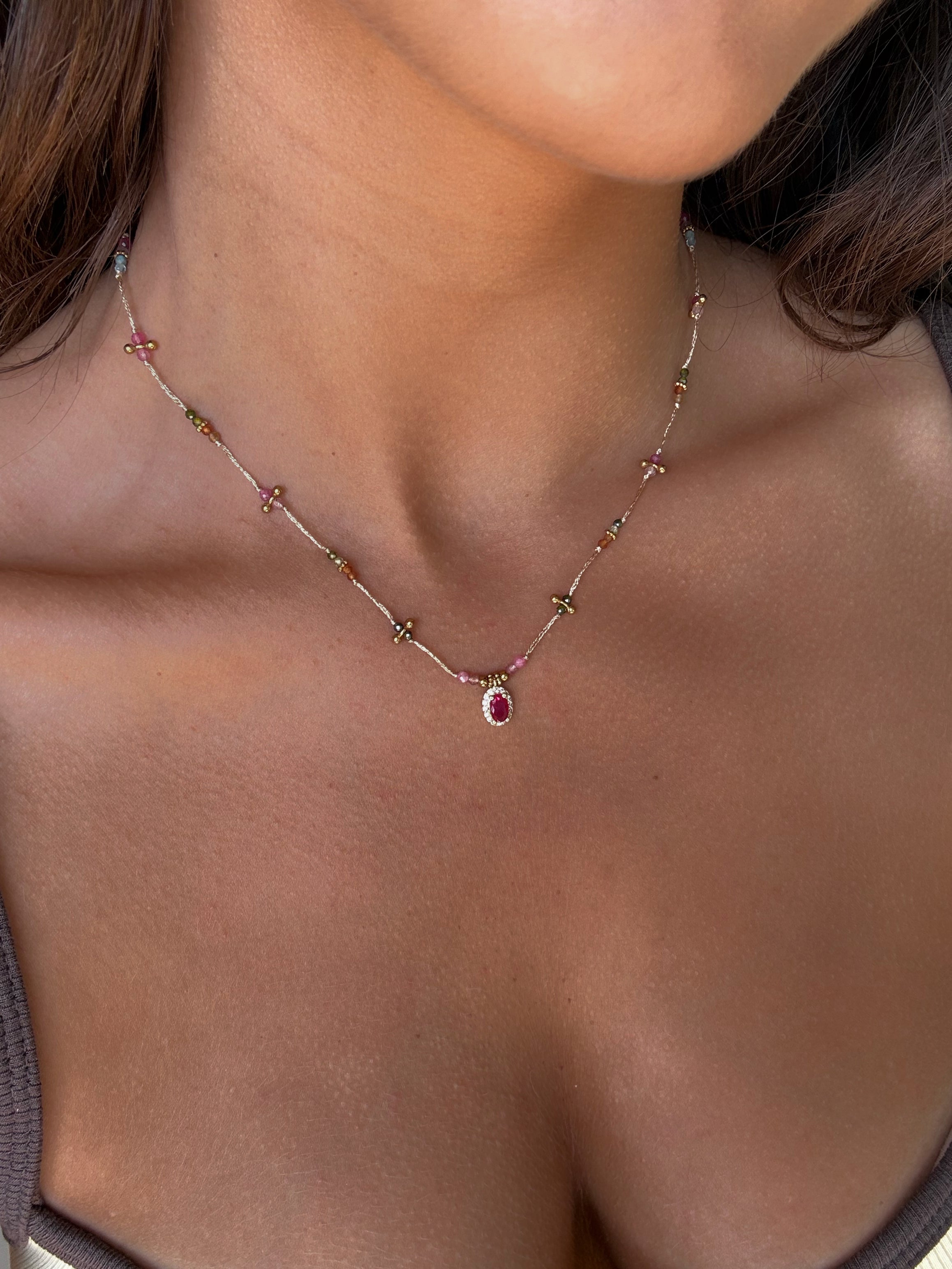 Collier coloré pour femmes en acier inoxydable