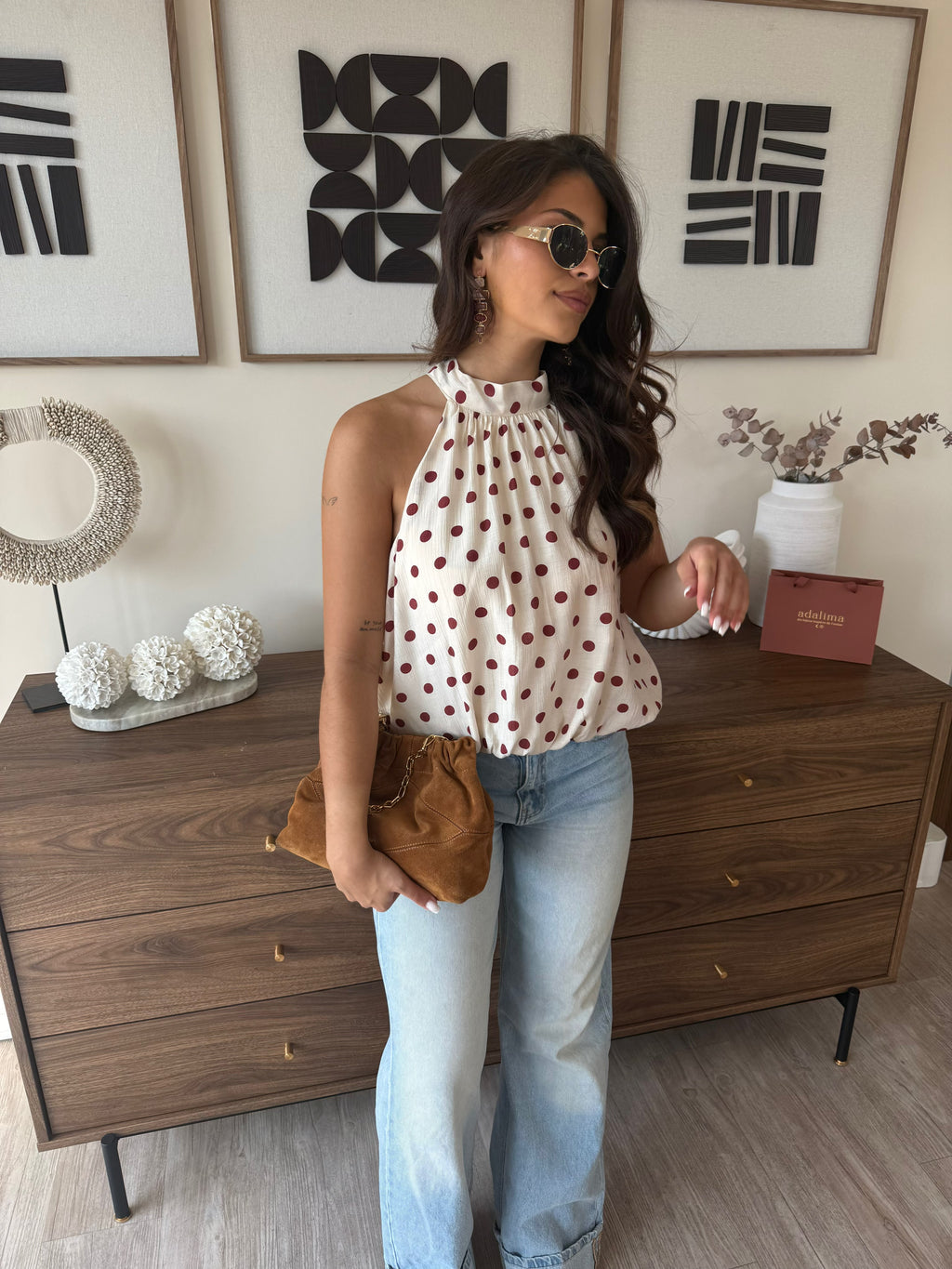 blouse tendance fluide à pois pour femmes
