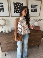 blouse tendance fluide à pois pour femmes