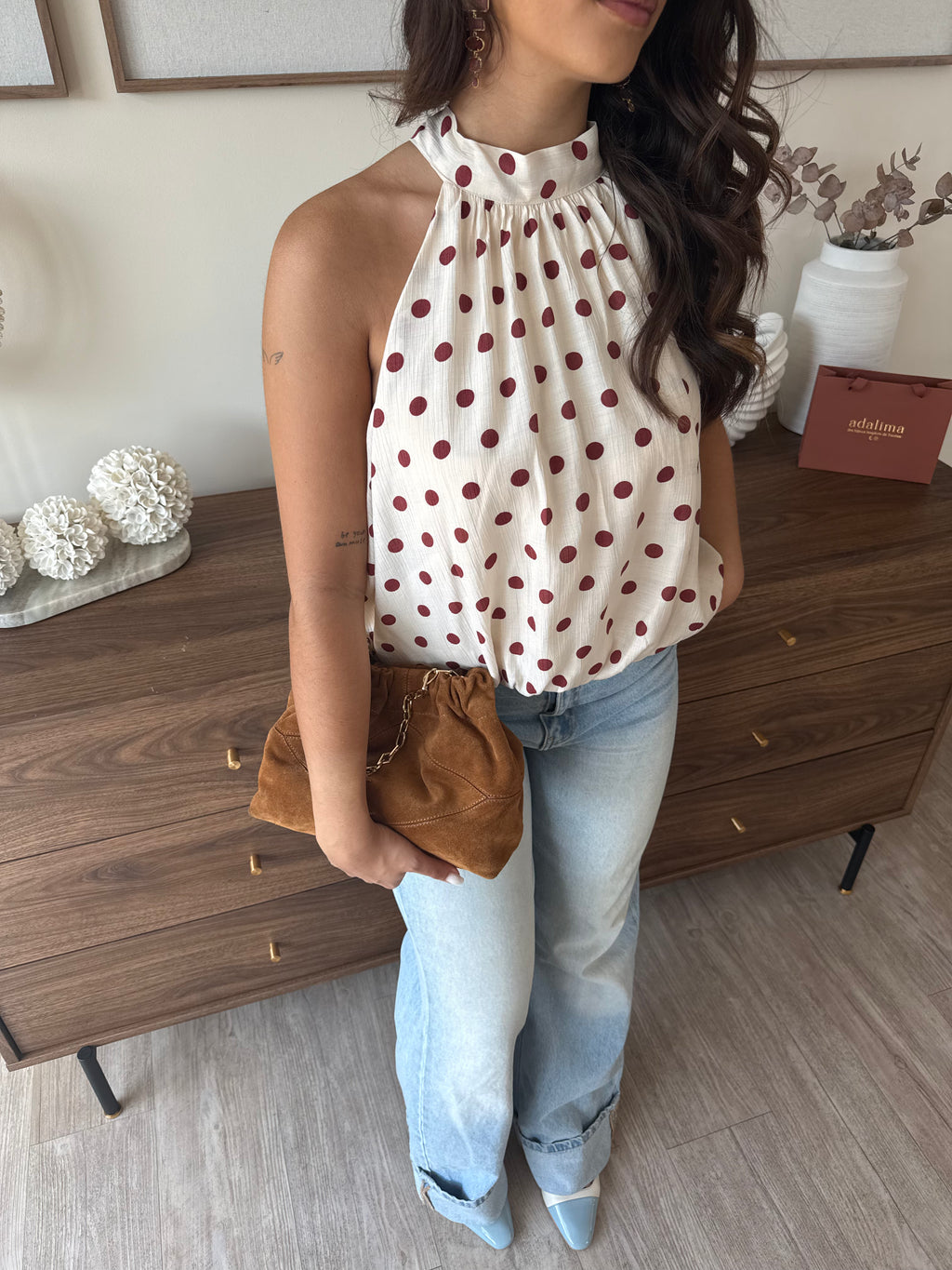 blouse fluide à pois pour femmes