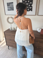 blouse à bretelle fluide plissée pour femmes dos nu