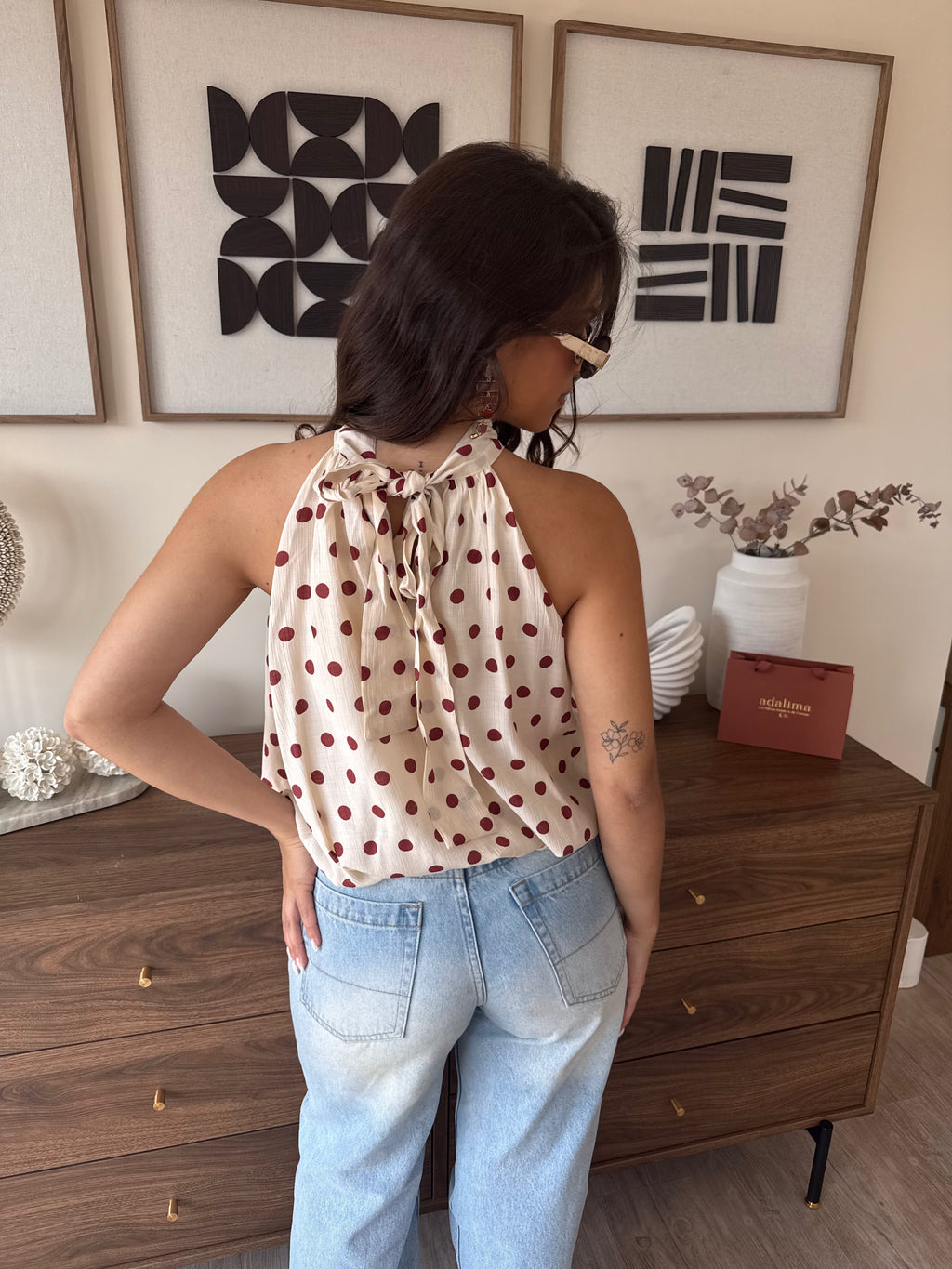 blouse tendance fluide à pois pour femmes