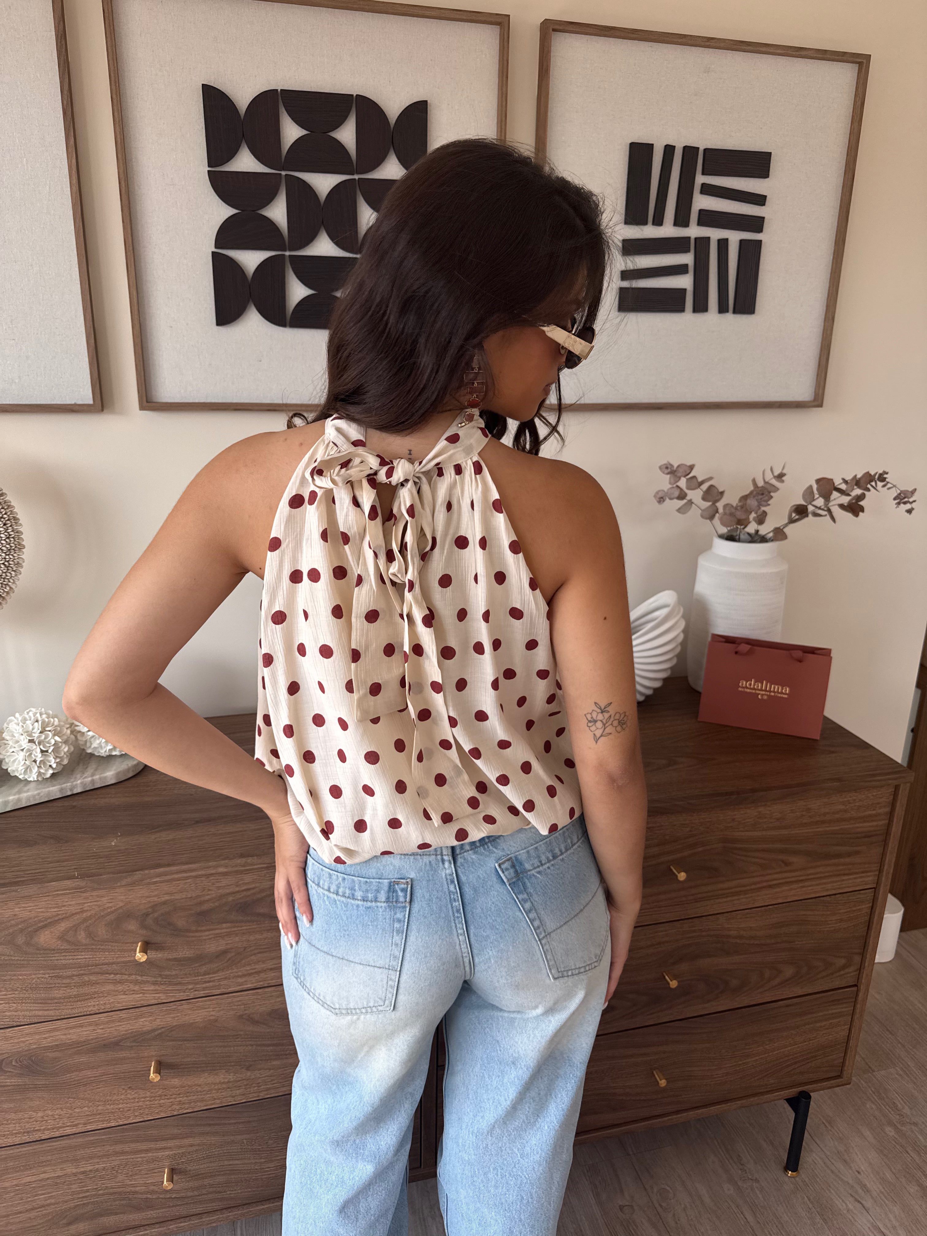 blouse tendance fluide à pois pour femmes
