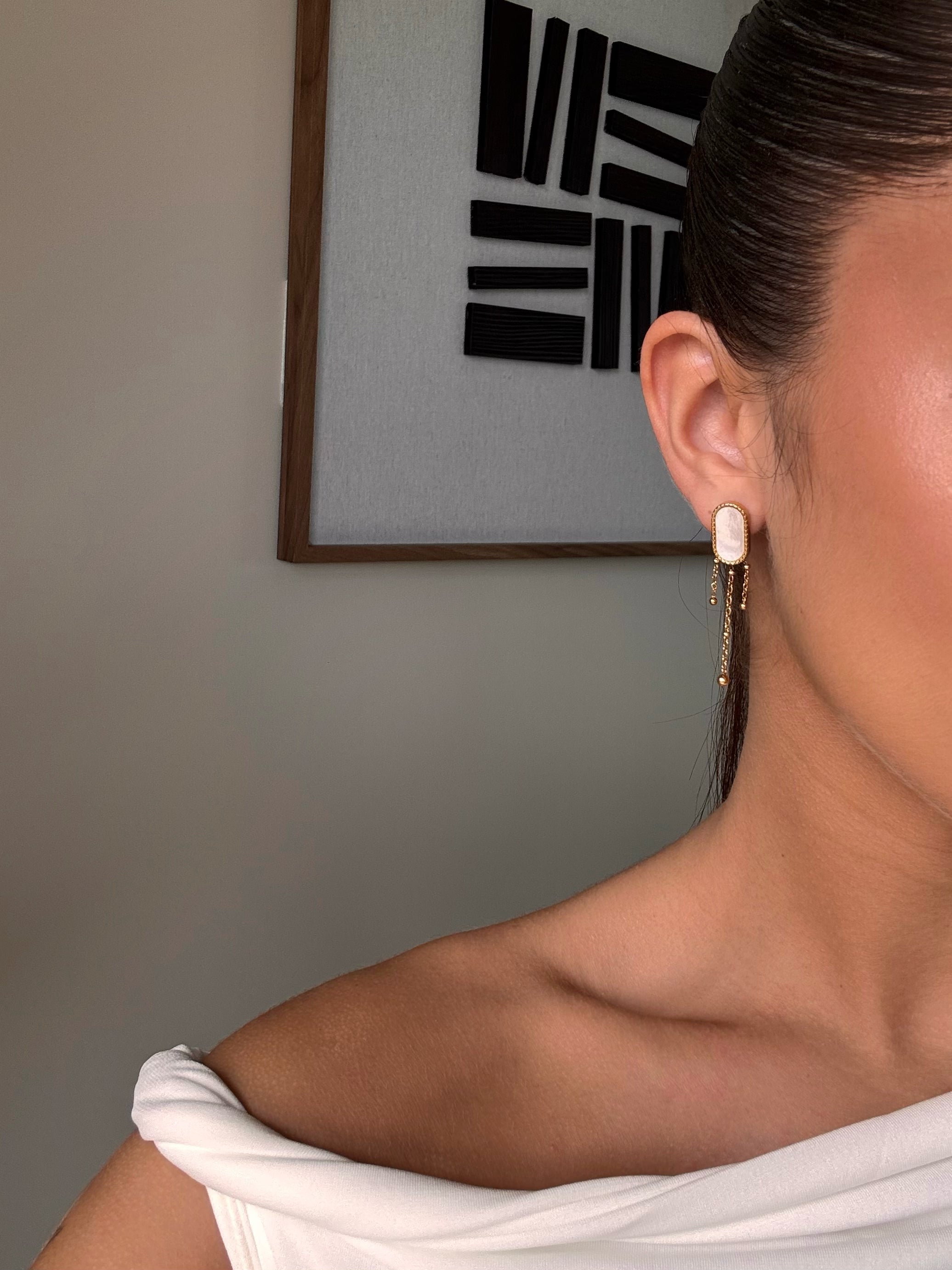boucles d'oreilles pendante en acier inoxydable