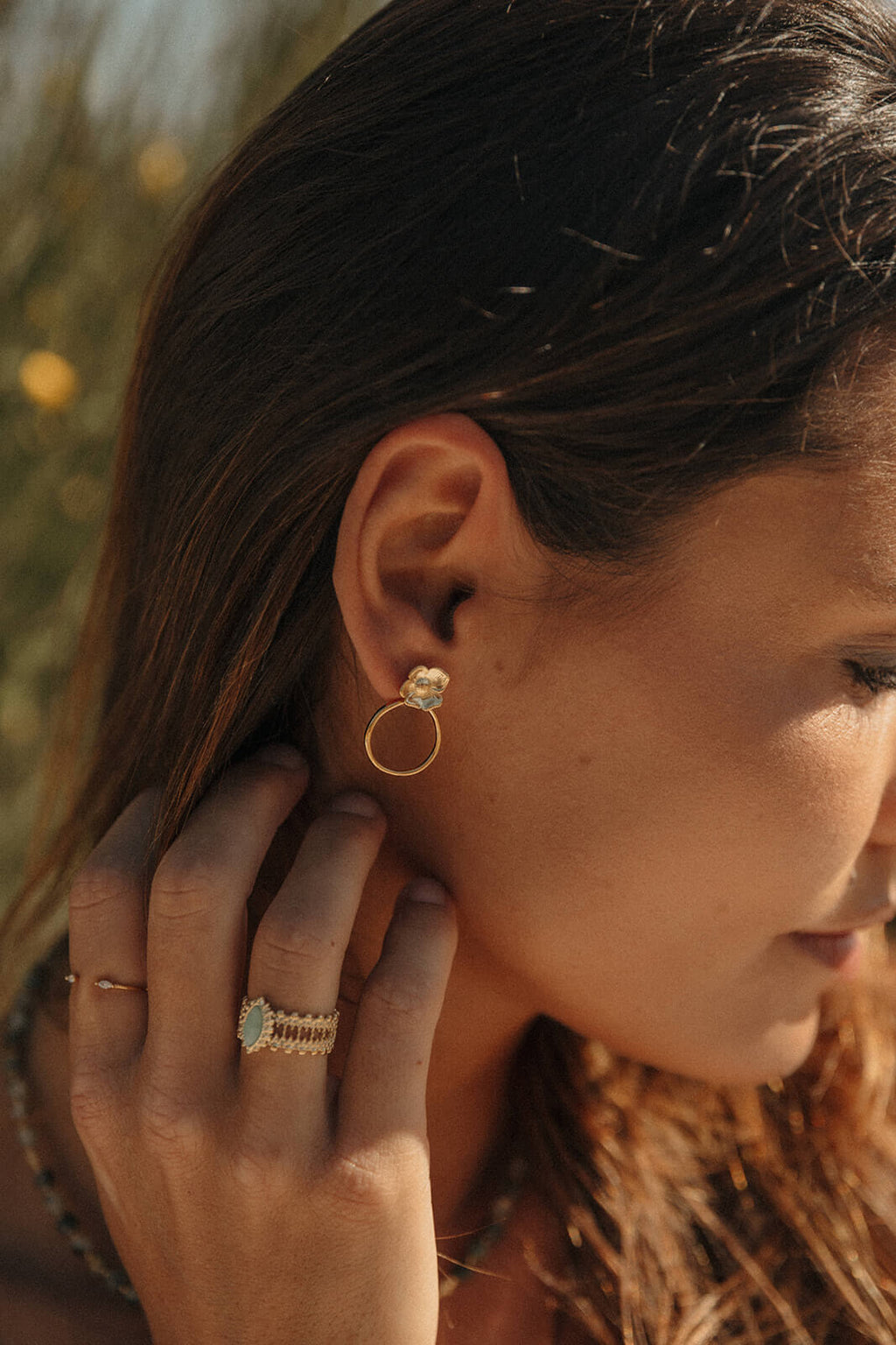 boucles d'oreilles tendance fleur en acier inoxydable