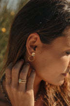 boucles d'oreilles tendance fleur en acier inoxydable