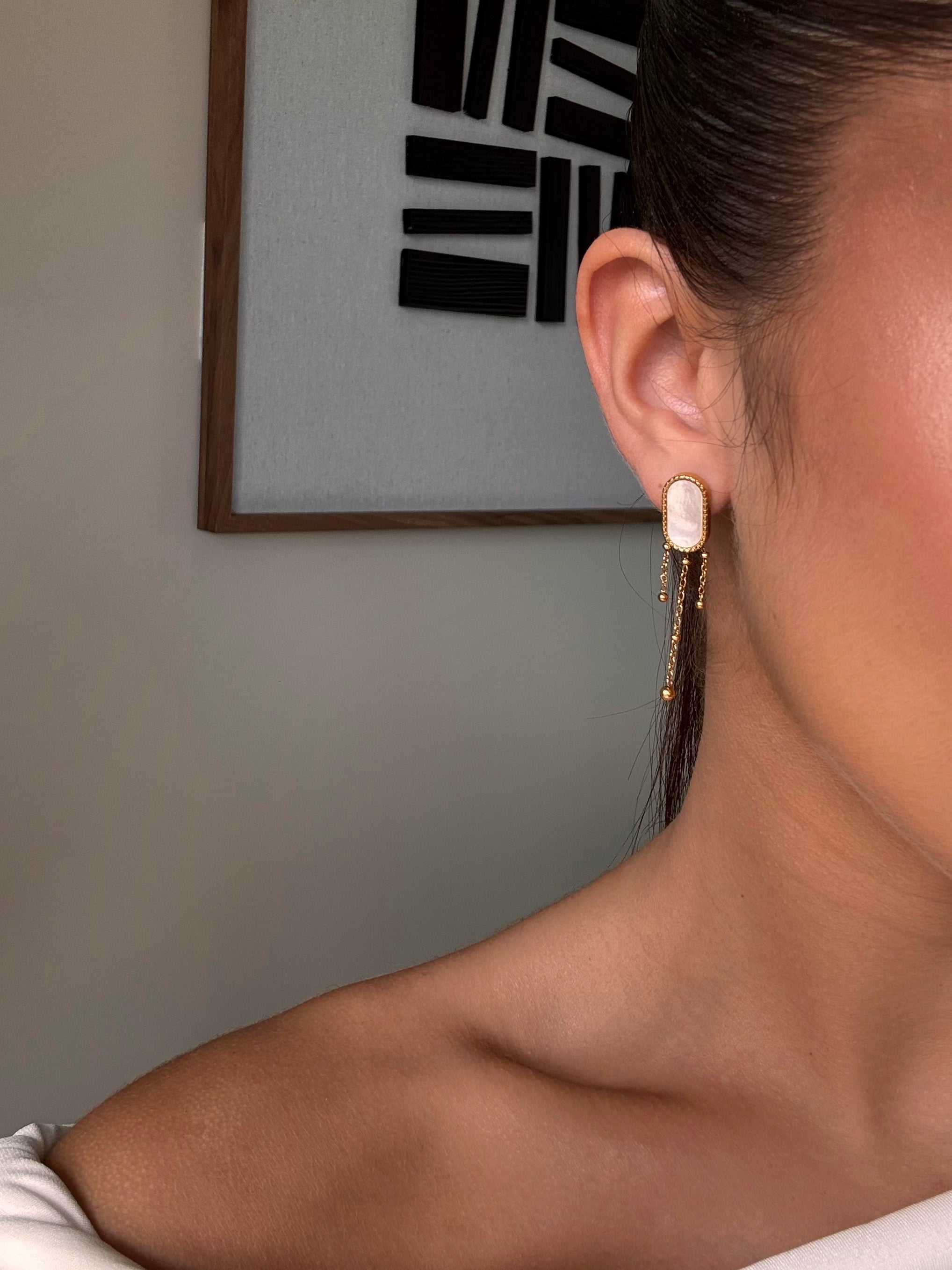 boucles d'oreilles pendante en acier inoxydable