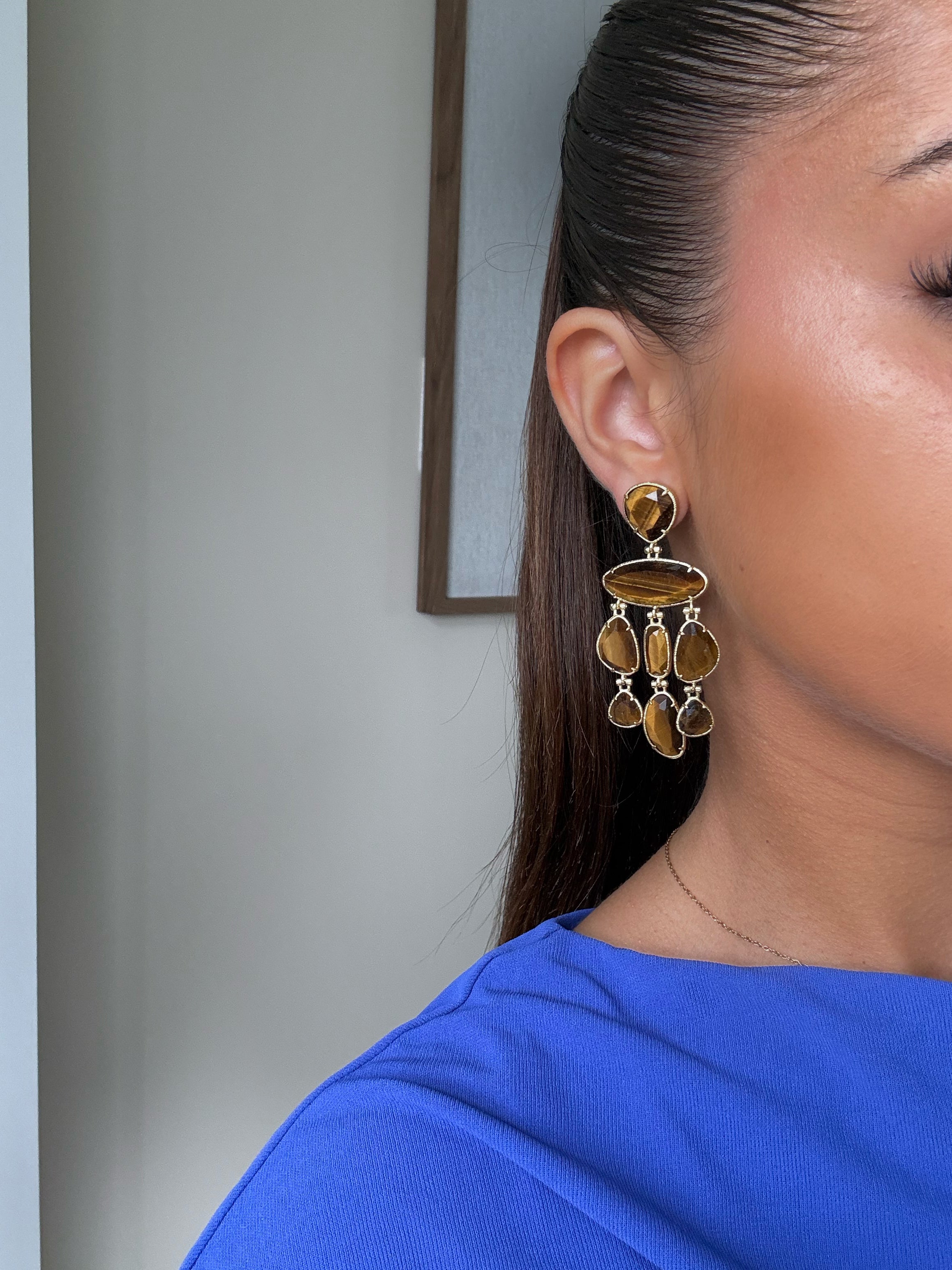 Boucles d'oreilles pour femmes en pierres naturelles