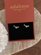 piercing d'oreilles montants en strass et acier inoxydable