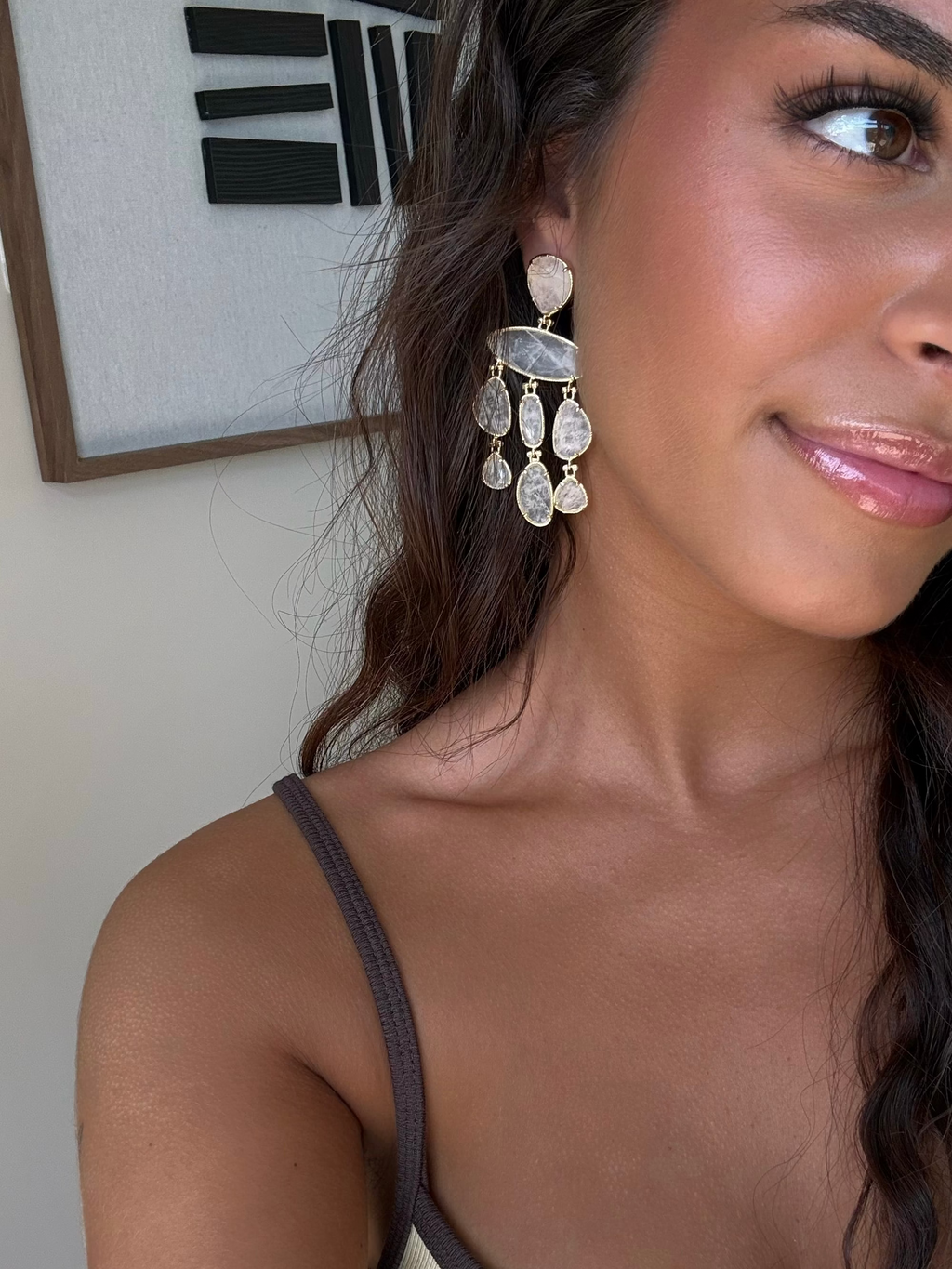 Boucles d'oreilles pour femmes tendance en pierres naturelles