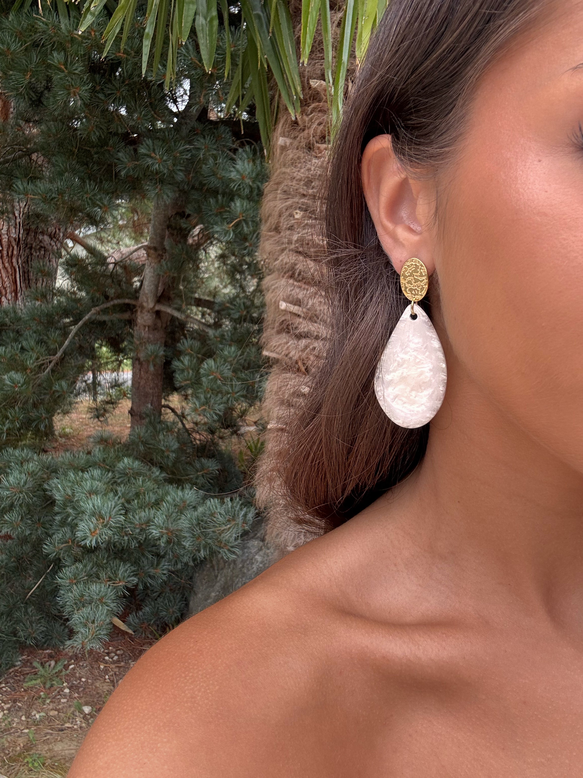 Boucles d'oreilles turquoise pendantes en acier inoxydable