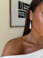 Boucles d’oreilles Aria à perles, en acier inoxydable doré – bijou Adalima