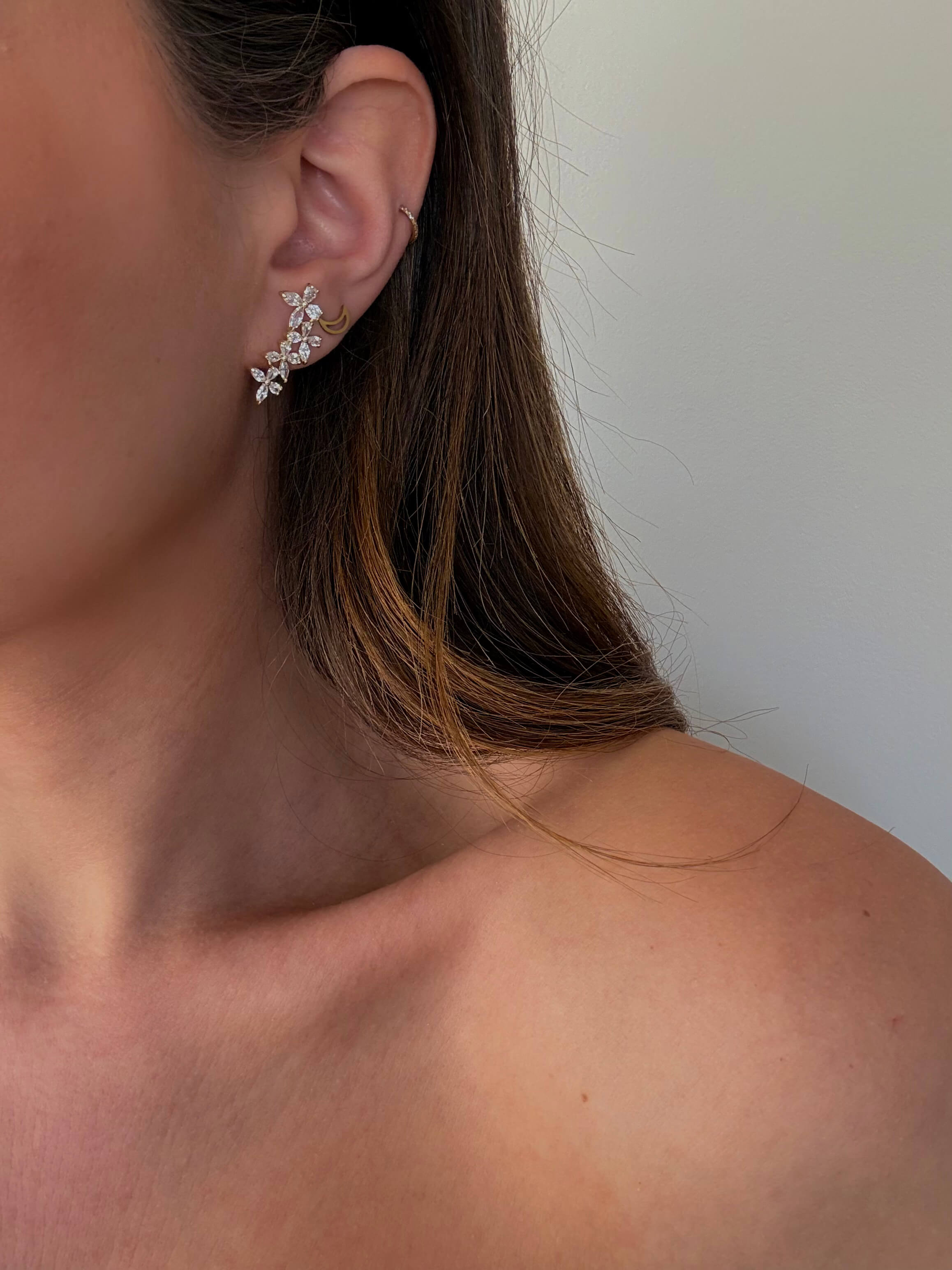 boucles d'oreilles strass à fleurs