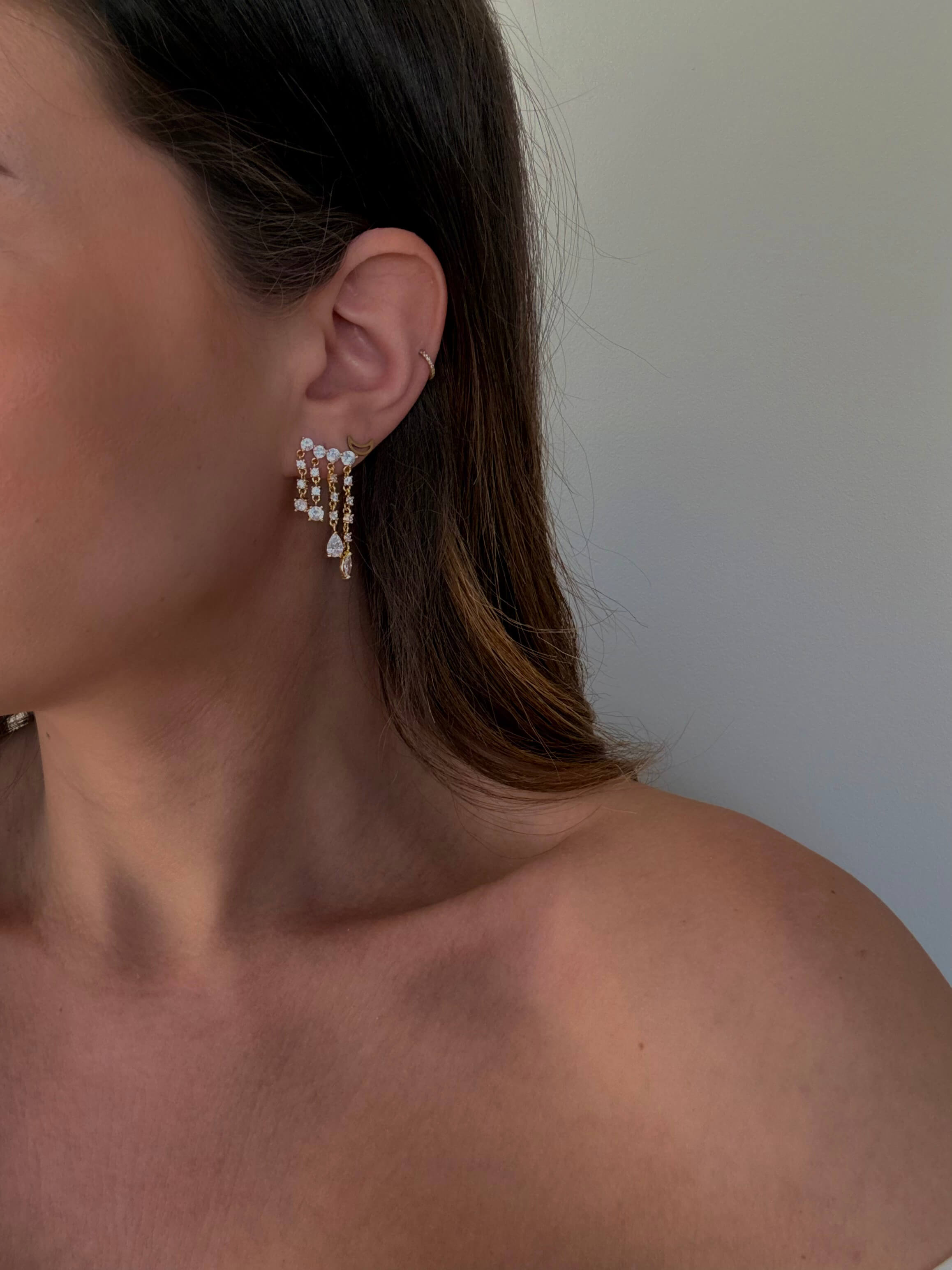 boucles d'oreilles cascade à strass