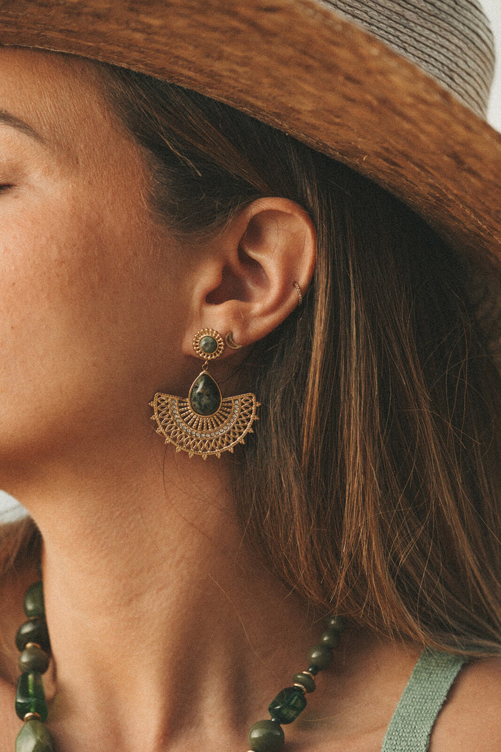 boucle d'oreilles turquoise africaine