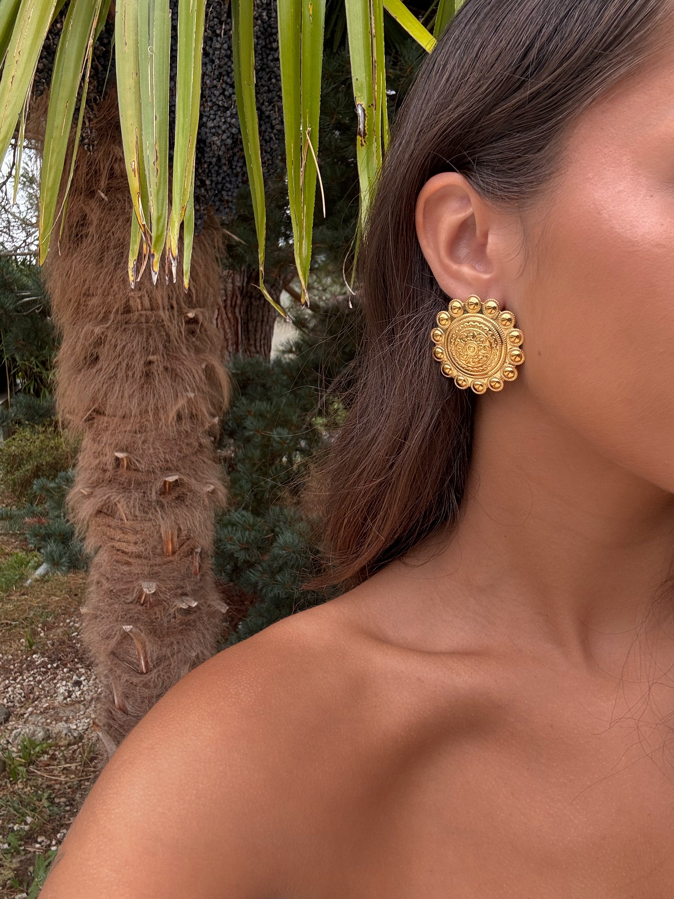 Boucles d'oreilles en acier inoxydable dorees