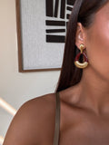 Boucles d’oreilles Oli en acier inoxydable doré – coloris Bordeaux – bijou Adalima