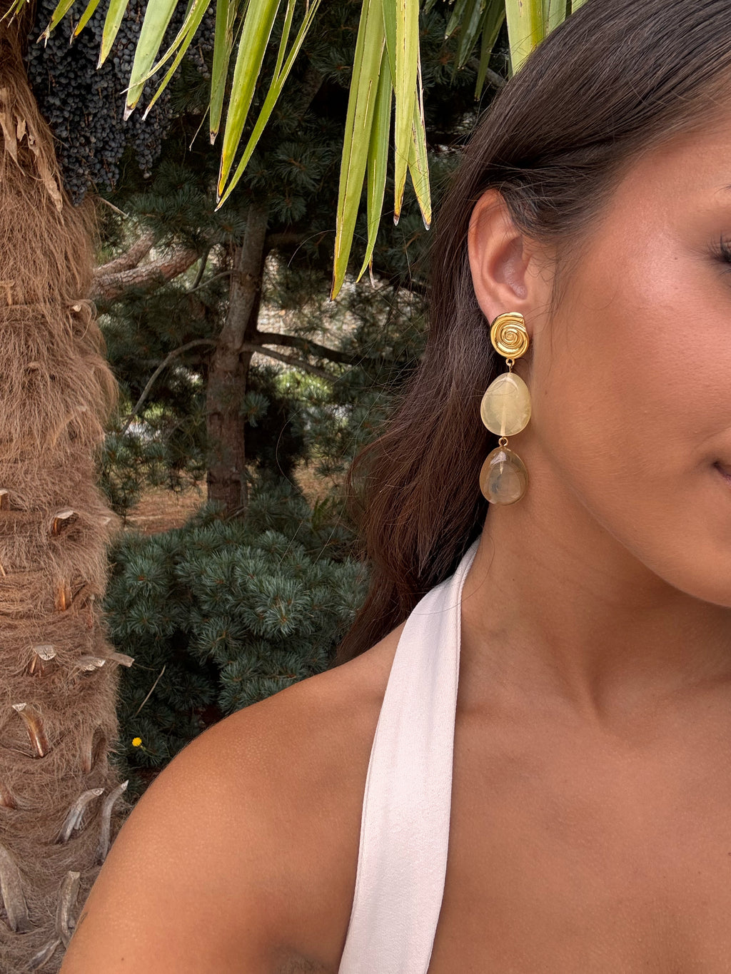 Boucles pendantes en acier inoxydable beiges