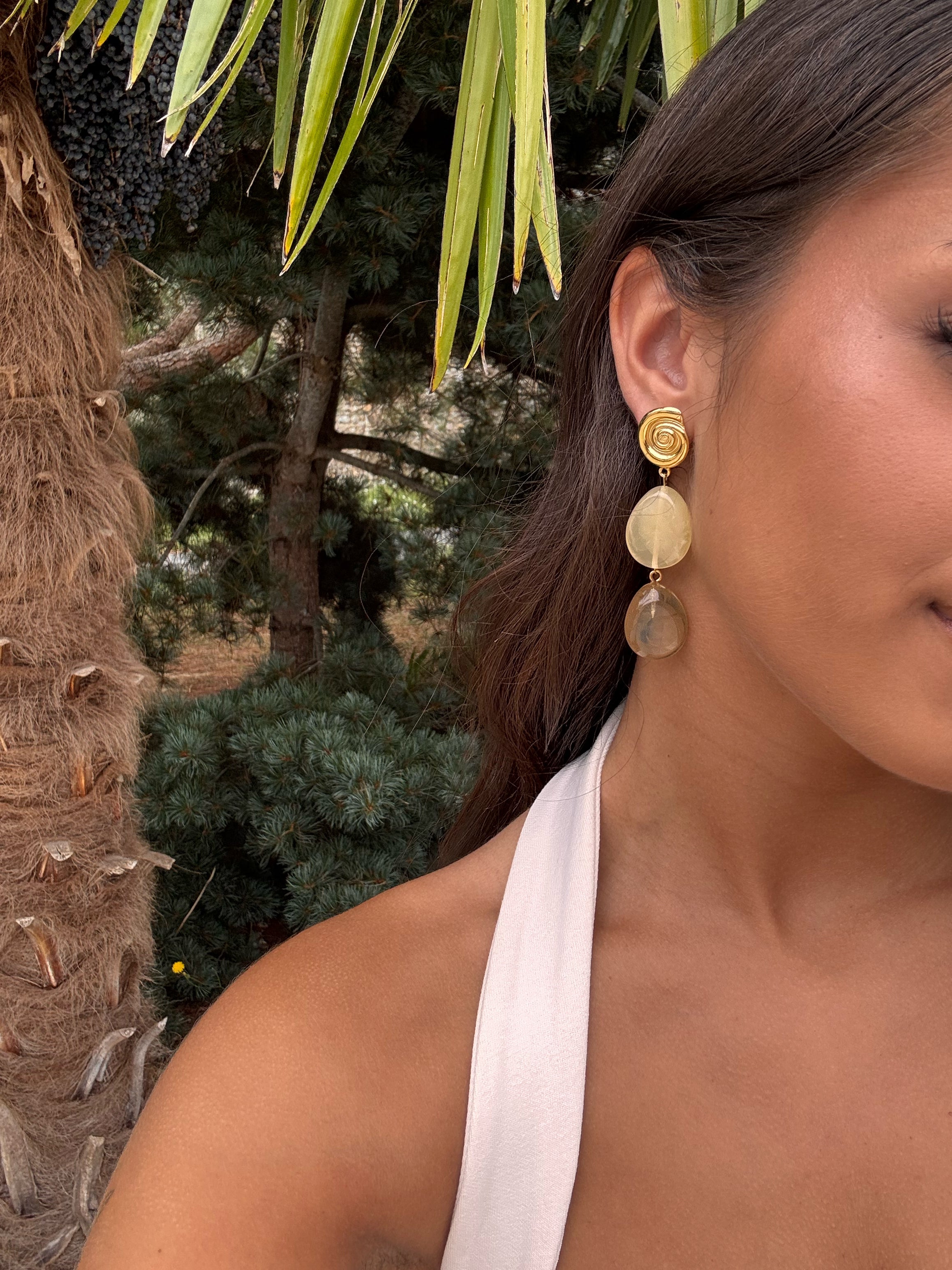 Boucles pendantes en acier inoxydable beiges