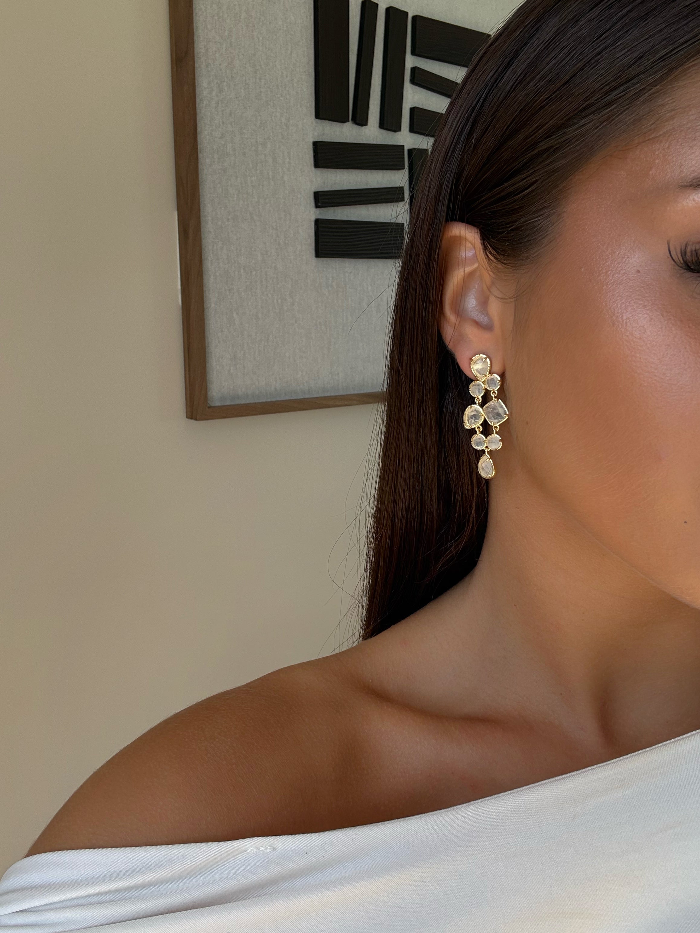 Boucles d’oreilles Ornella en pierres naturelles et laiton doré – bijou Adalima