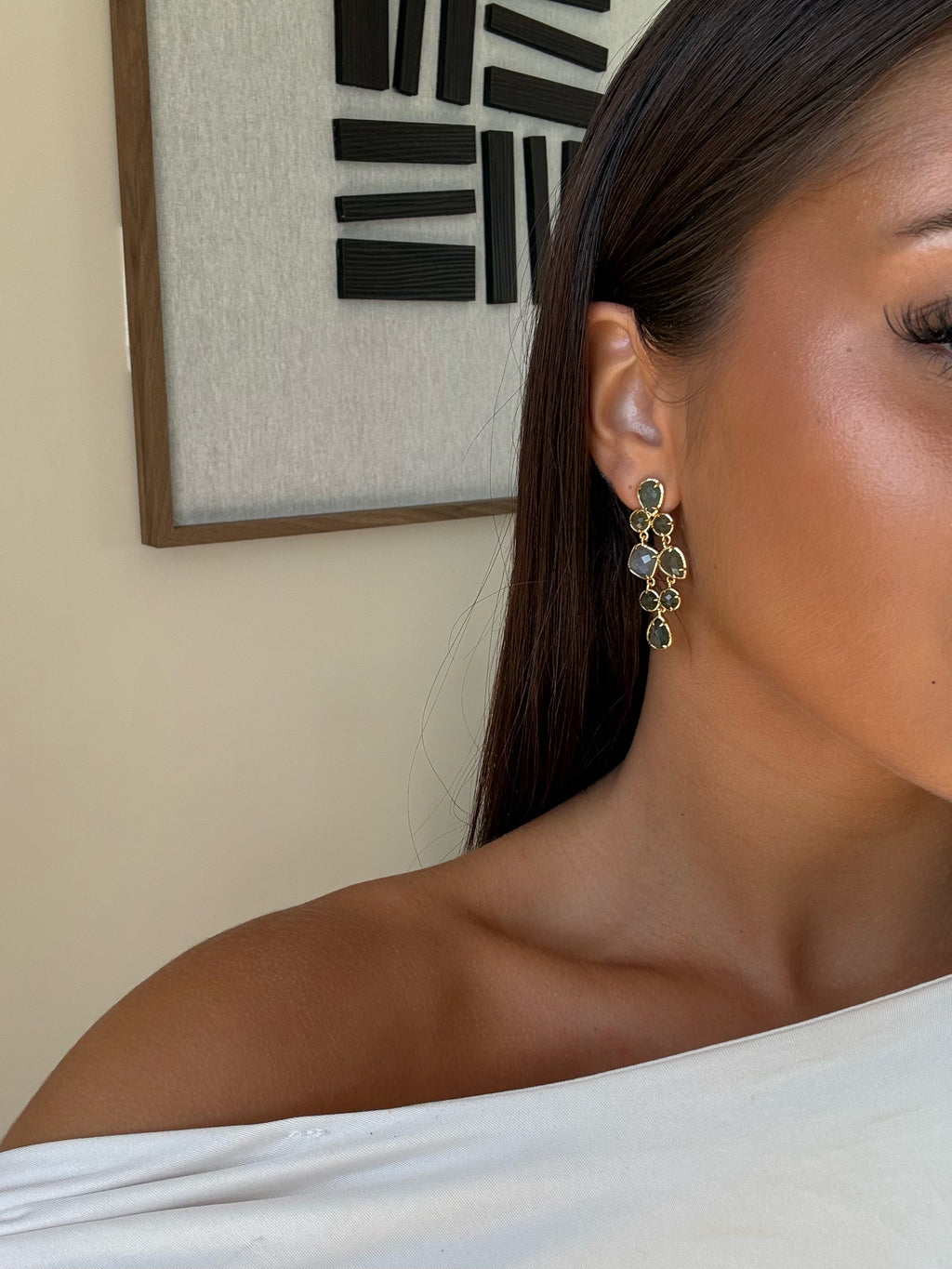 Boucles d’oreilles Ornella en pierres naturelles et laiton doré – bijou Adalima
