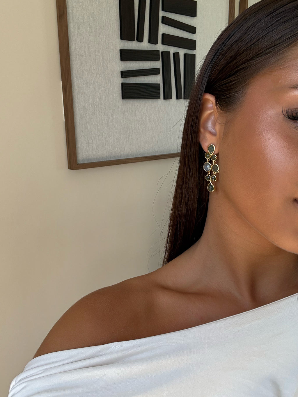 Boucles d’oreilles Ornella en pierres naturelles et laiton doré – bijou Adalima