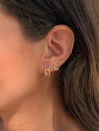 boucles d'oreilles en acier inoxydable en forme de créoles serties de strass
