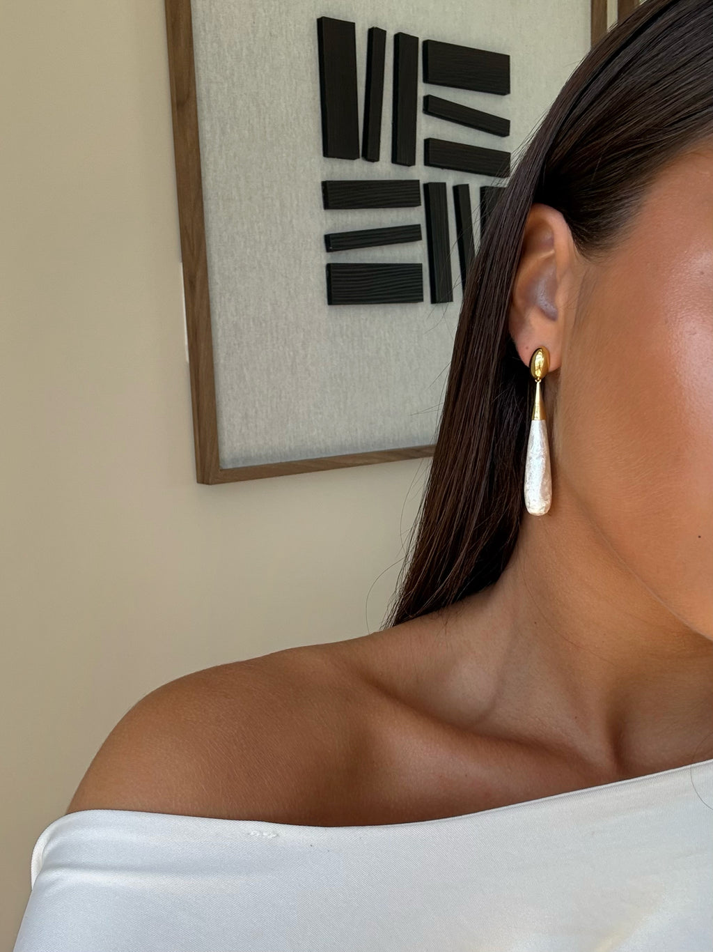 Boucles d’oreilles Aria à perles, en acier inoxydable doré – bijou Adalima