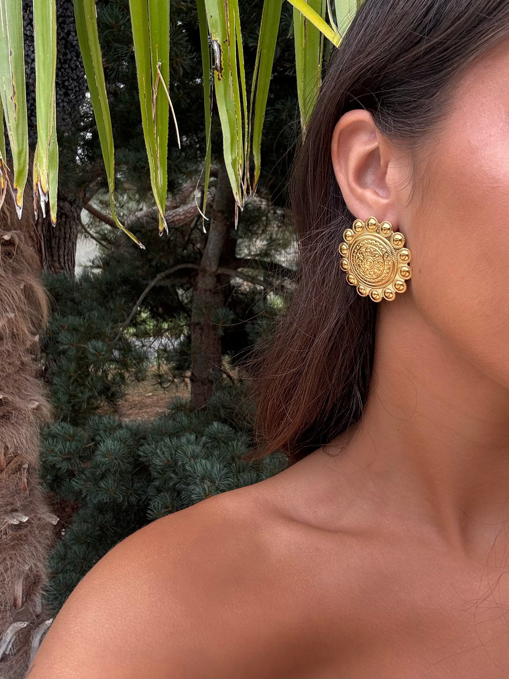 Boucles d'oreilles en acier inoxydable dorees