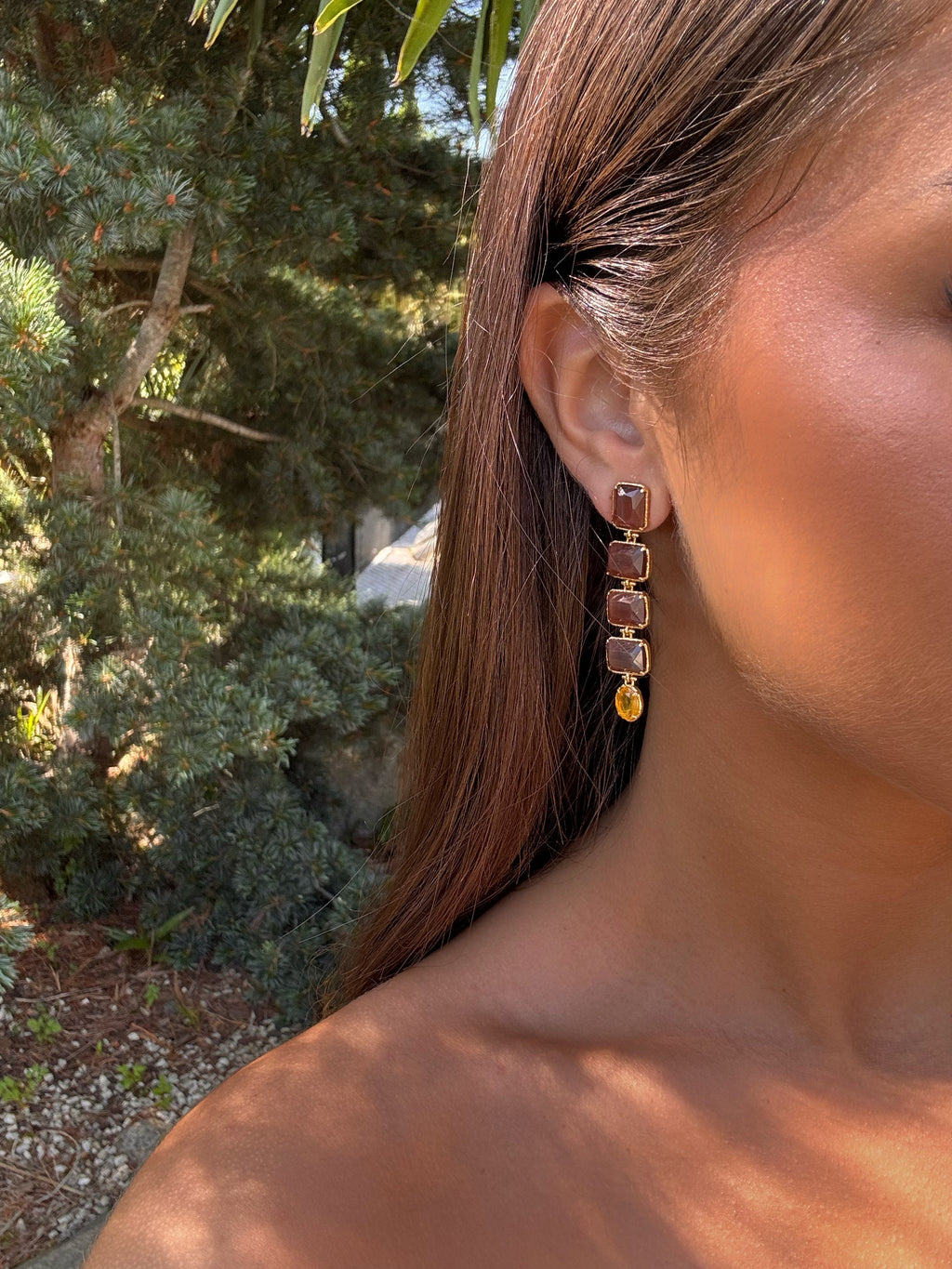boucles d'oreilles pendantes marron tendances