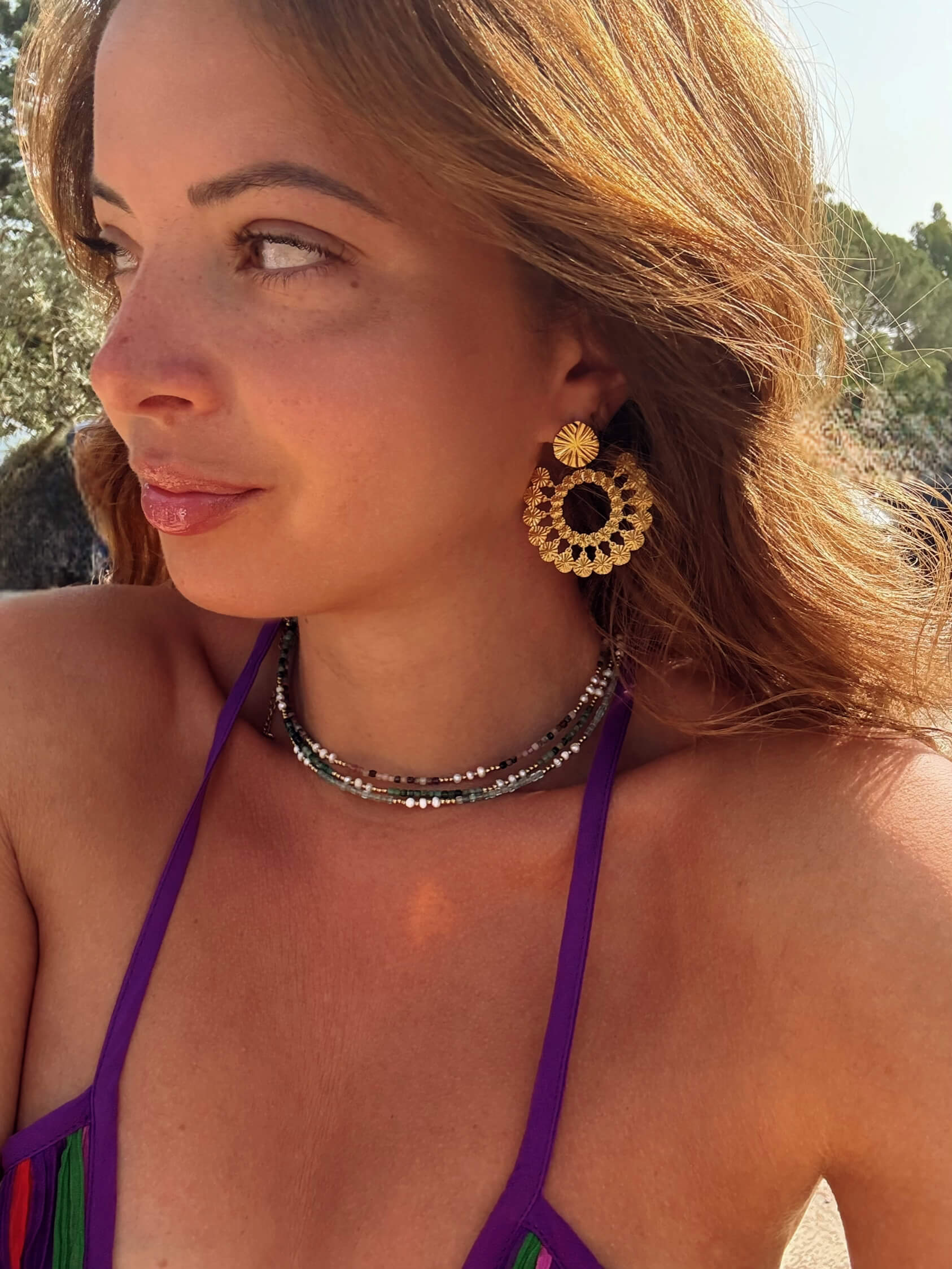 boucles d'oreilles doré bohème