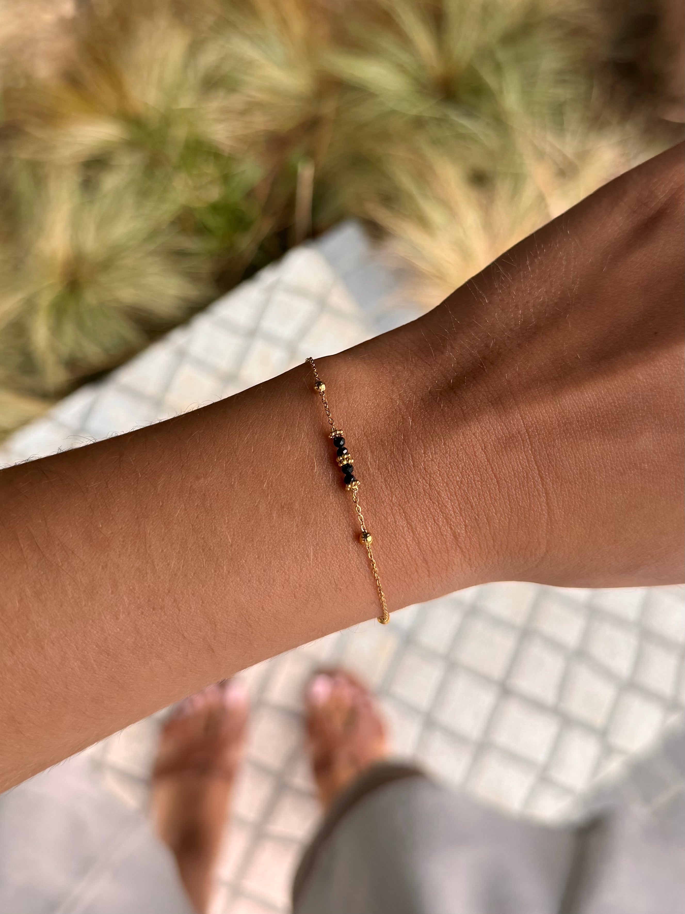 bracelet en acier inoxydable pierres naturelles fin
