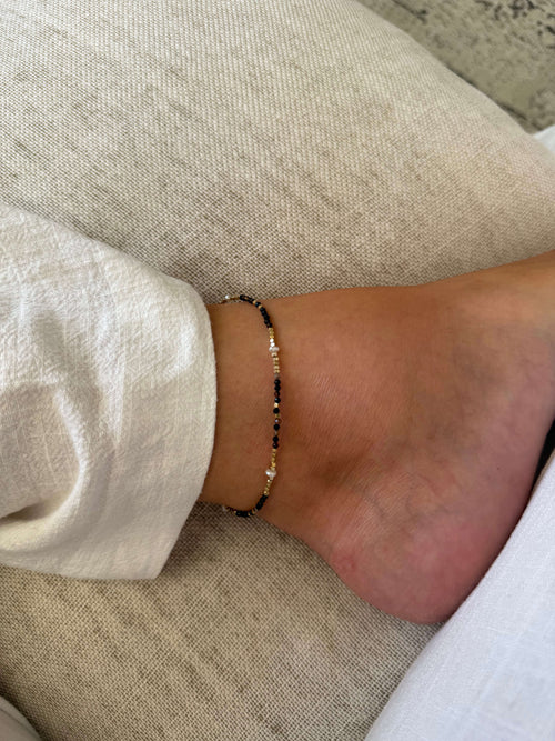 bracelet cheville agate noire 