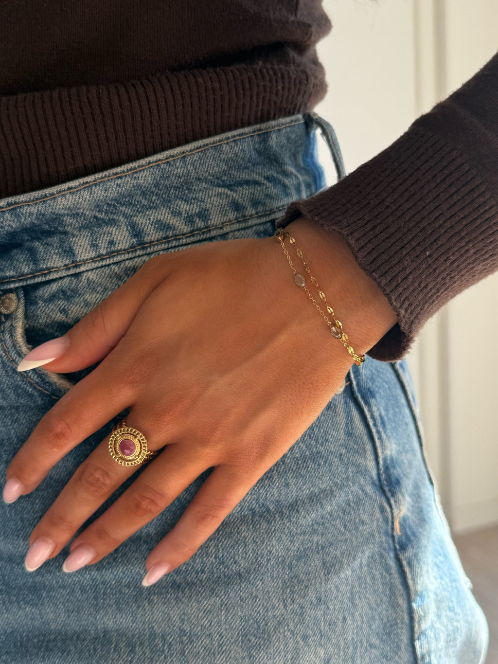 bracelet doublé en acier inoxydable