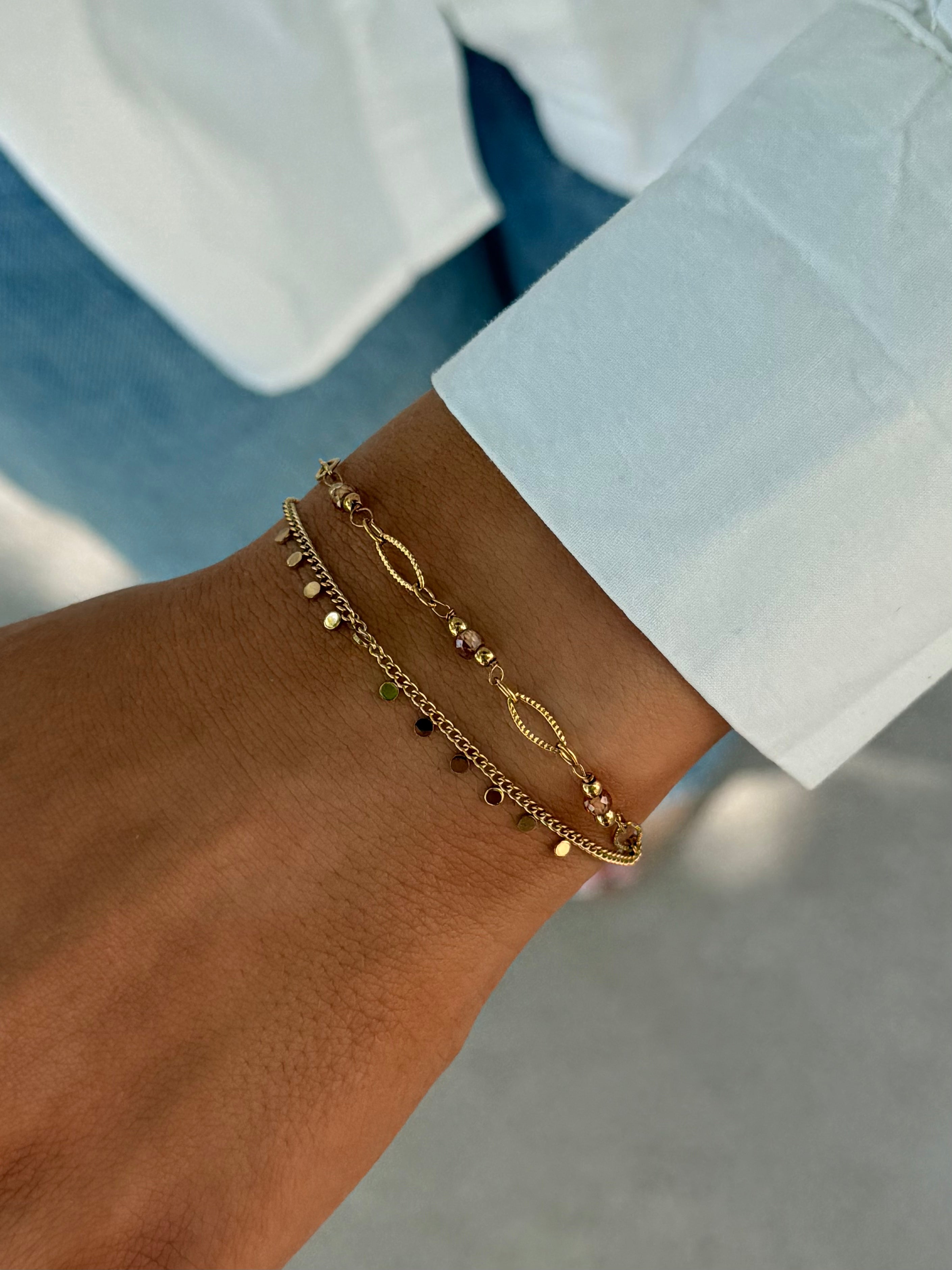 bracelets fins colorés et dorés en acier inoxydable 