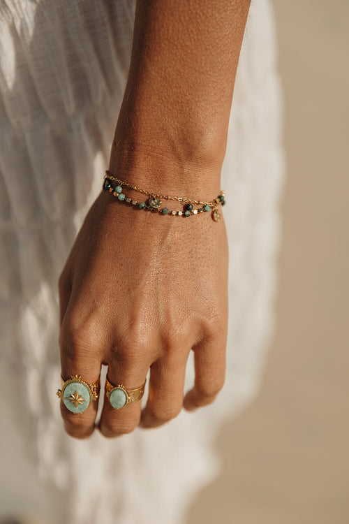 Bracelet Eleana double rang pierres naturelles – bijou Adalima