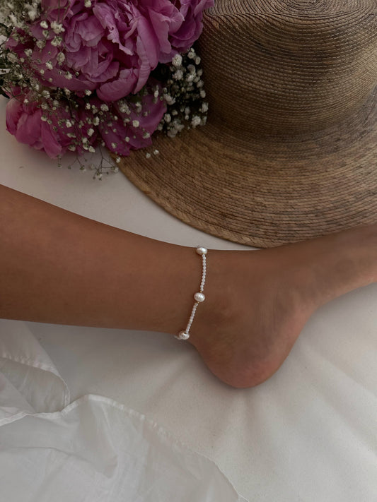 bracelet de cheville perle d'eau douce