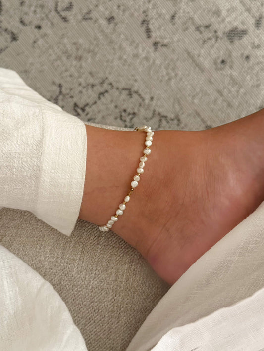 chaine de cheville perle d'eau douce
