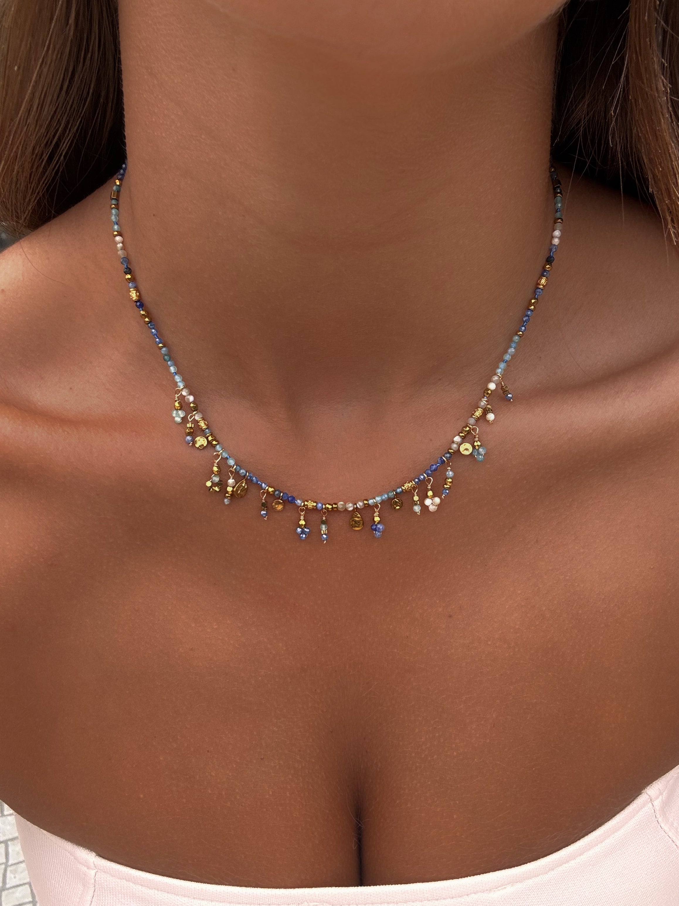 Collier coloré en acier inoxydable tendance